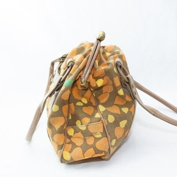 Hayden Harnett Paule Marrot Edition Kiss Lock Brown Fall Foliage Satchel Purse - Picture 6 of 9